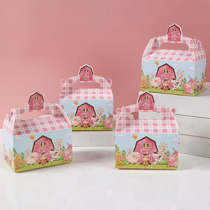 Farm Candy Box Farm Cow Gift Box Birthday Party Supplies Fruit Favors Bag Biscuit Cake Box Kids Baby Shower Party Decorations