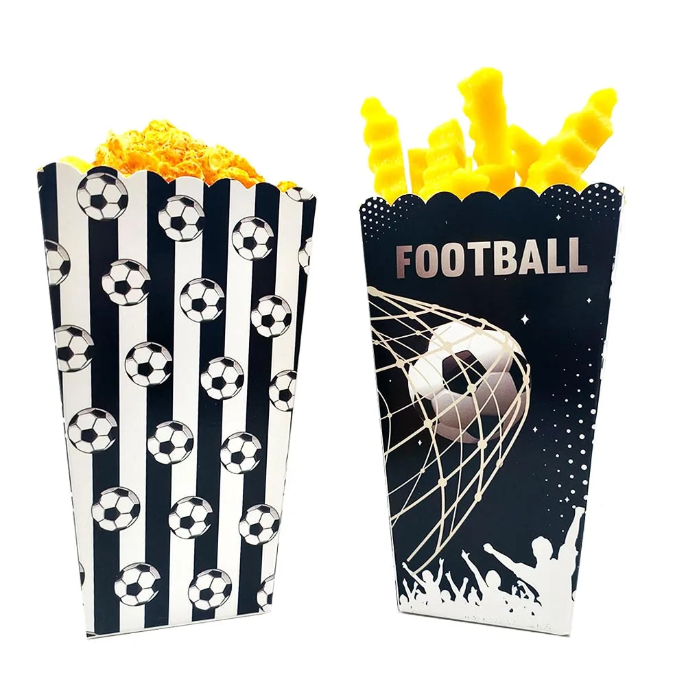 6Pcs Football Party Popcorn Boxes Soccer Popcorn Bags Cardboard  Container Bags Soccer Party Favors for Sport Party Supplies