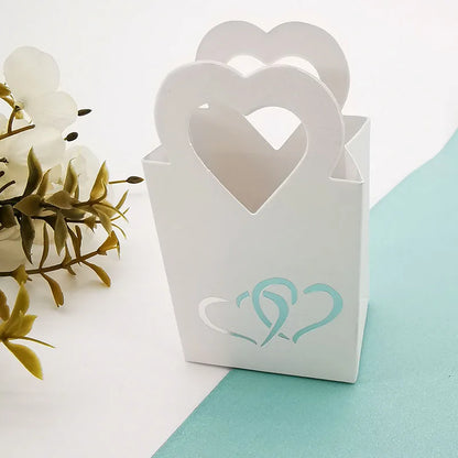 50/100PCS Portable Love Paper Bags Gift Box for Guests Kids Wedding Birthday Christmas Favor Present Packaging Bag Party Decor