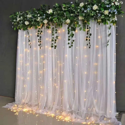 2 Panel 10x10FT White Backdrop Curtains With Lights for Party Wedding Arch Wrinkle Free Photo Background