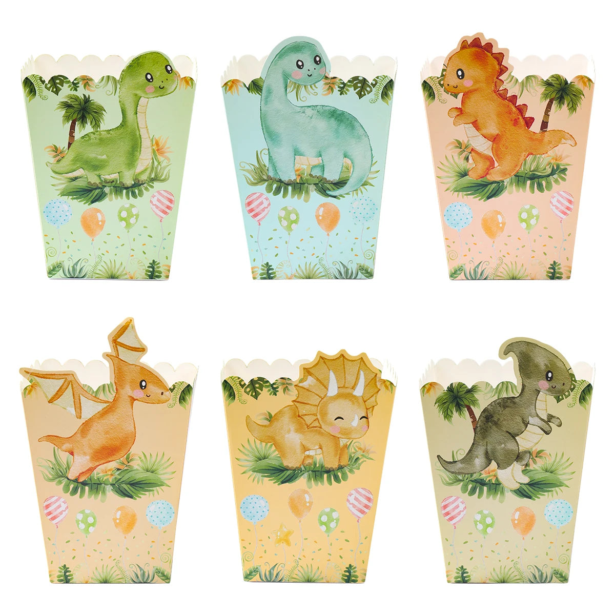 Jungle Animal Dinosaur Popcorn Boxes Zoo Treat Boxes Paper Happy Birthday Party Decoration Kids Party Supplies Gifts Popcorn Box