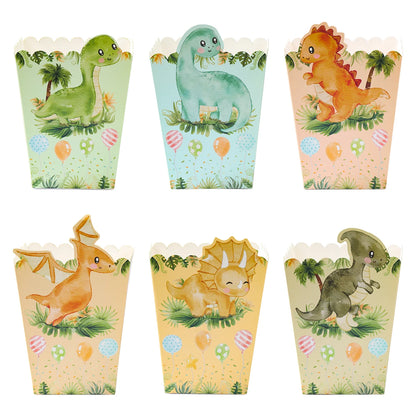 Jungle Animal Dinosaur Popcorn Boxes Zoo Treat Boxes Paper Happy Birthday Party Decoration Kids Party Supplies Gifts Popcorn Box