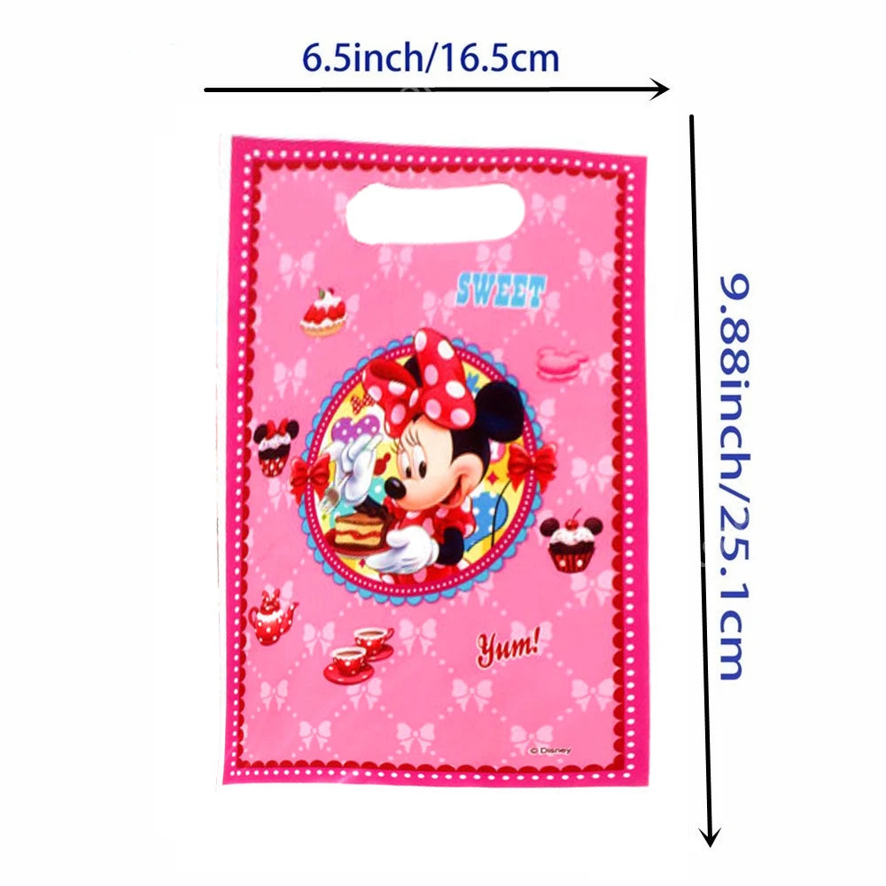 Disney Minnie Mouse Gift Bag Theme Birthday Party Decoration Candy Box Packaging Biscuit Storage Supplies Decorative Backpack