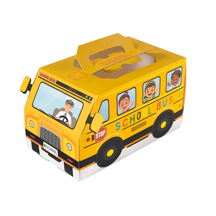 5Pcs Cartoon School Bus Shape Snacks Candy Box Gift Packing Boxes for Kids Birthday Back To School Party Favors Box Decoration