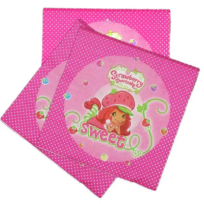 Disney Strawberry Short Cakes Birthday Party Decorations Supplies Tableware Paper Plate Ballon Cup Tablecloth For Baby Shower