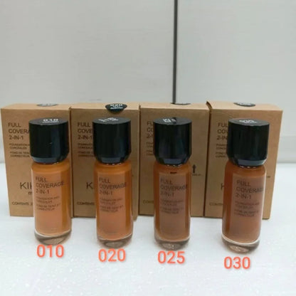 Base e corretivo 2 em 1 Deep Flesh Color Liquid Foundation Glass Hidratante e nutritivo Face Primer Base de maquiagem