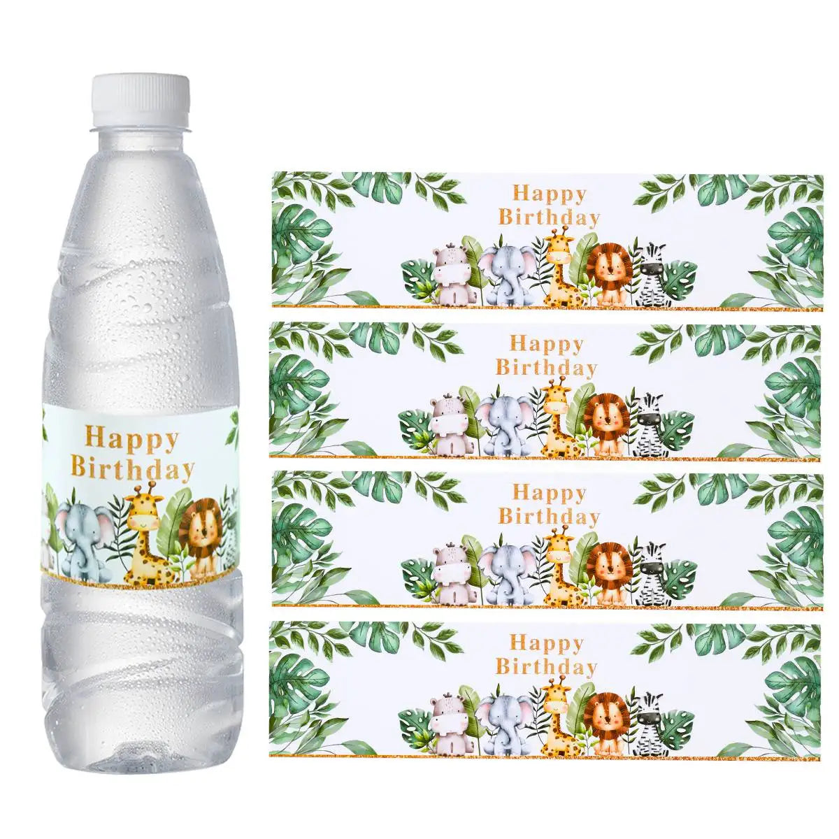 Jungle Animal Water Bottle Stickers Safari Birthday Party Decoration Kids Jungle Themed Party Supplies Wild One Baby Shower