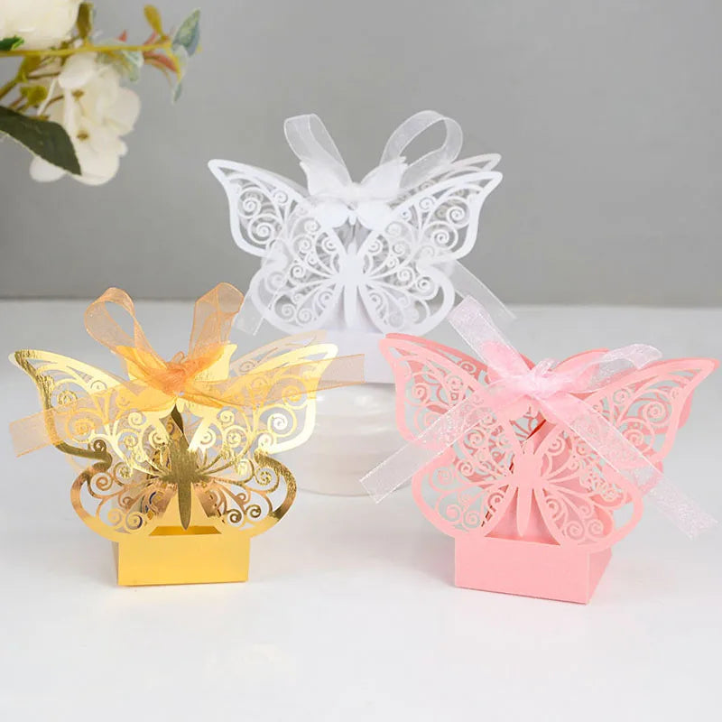 10/20pcs Butterfly Chocolate Candy Box Wedding Gifts for Guests Kids Birthday Party Decoration Supplies Baby Shower Gift Bags