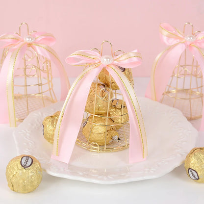 1/5Pcs Wedding Mini Metal Gold Bird Cage Candy Boxes Baby Shower Favors Gift Box for Guests Birthday Party Decoration