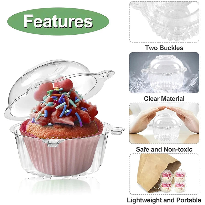 10/50Pcs Cupcake Packaging Box Clear Dessert Donut Muffin Cake Container Holder Wedding Birthday Party Supplies Christmas Decor