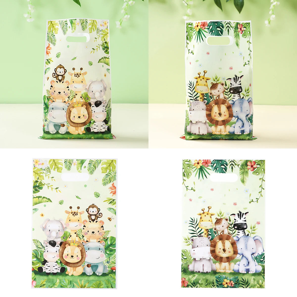 Jungle Animals Hand Bags Safari Birthday Gift Bags Wild One Birthday Decoration Jungle Birthday Candy Bags Baby Shower Decor