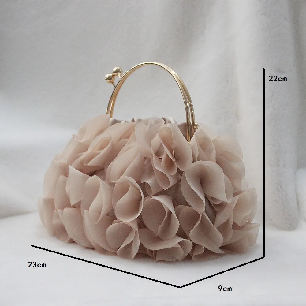 Luxury Satin Floral Bride Party Evening Bag Women Wedding Purses and Handbags Small