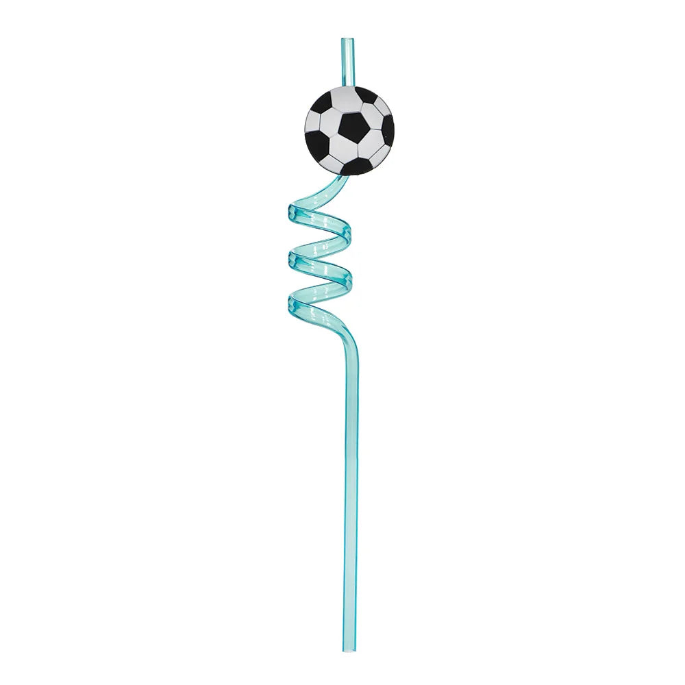 Straws for Soccer Party Favors Reusable Plastic Straws Boys Kids Football Soccer Themed Birthday Party Supplies