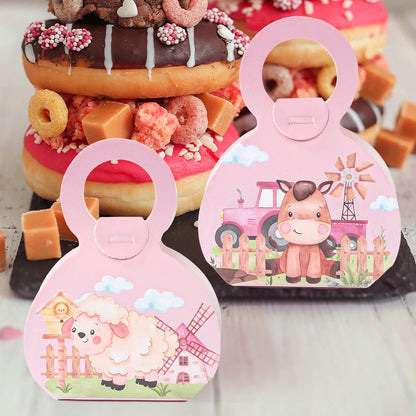 12pcs Farm Animal Theme Party Gift Boxes Candy Boxes Farm Party Decor Baby Shower Kids Girls Birthday Wedding Party Supplies