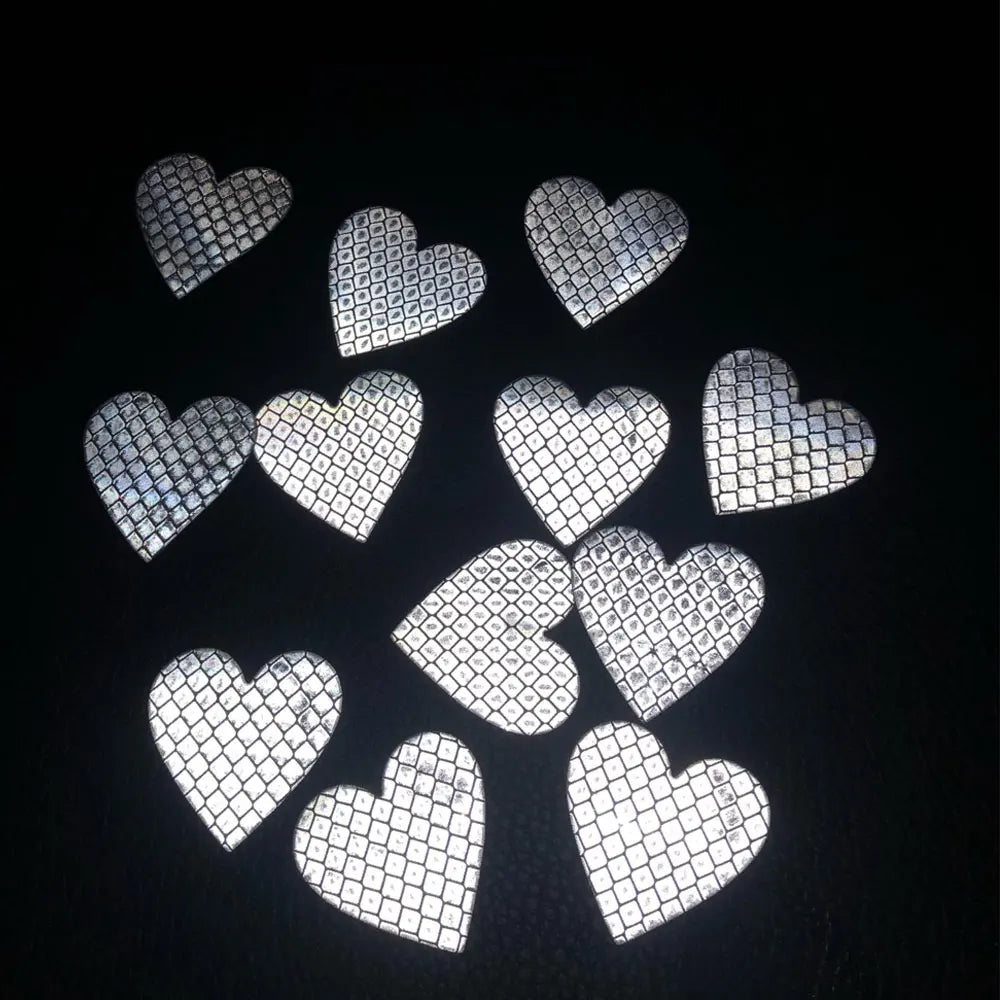 12pcs Heart Shape Reflective Car Stickers Night Warning Mark Reflective Tape Stickers Decoration Decal Car Accessories