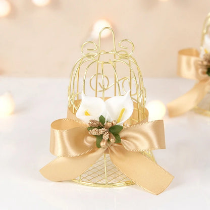 1/5Pcs Wedding Mini Metal Gold Bird Cage Candy Boxes Baby Shower Favors Gift Box for Guests Birthday Party Decoration