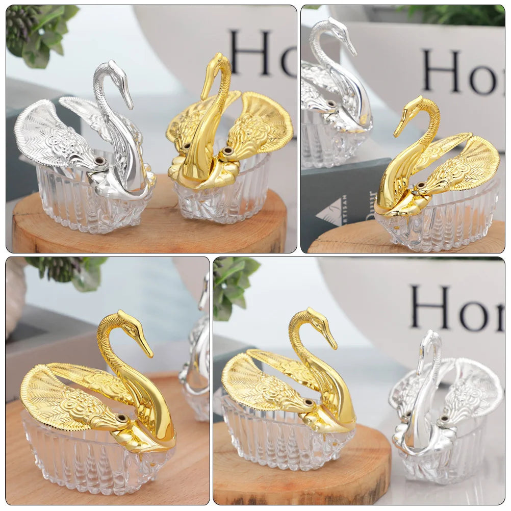 12pcs European Romantic Swan Candy Box Plastic Chocolate Boxes Baby Shower Storage Case Wedding Home Party Favor Supplies