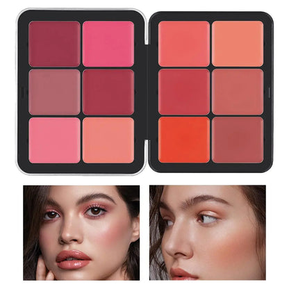 Paleta de blush cremoso de 16 cores, blush fosco, creme de cobertura, blush cremoso de longa duração, corretivo, paleta de maquiagem tudo em um