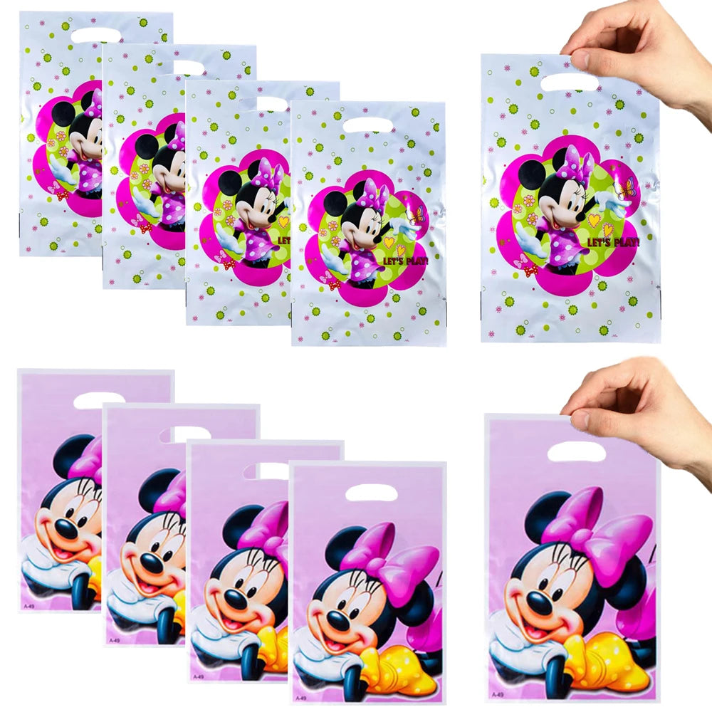 Disney Minnie Mouse Gift Bag Theme Birthday Party Decoration Candy Box Packaging Biscuit Storage Supplies Decorative Backpack