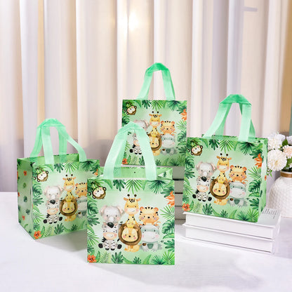 Jungle Animal Non-woven Gift Bags Jungle Theme Party Favors Portable Candy Pack Bag Kids Baby Shower Birthday Party Decor