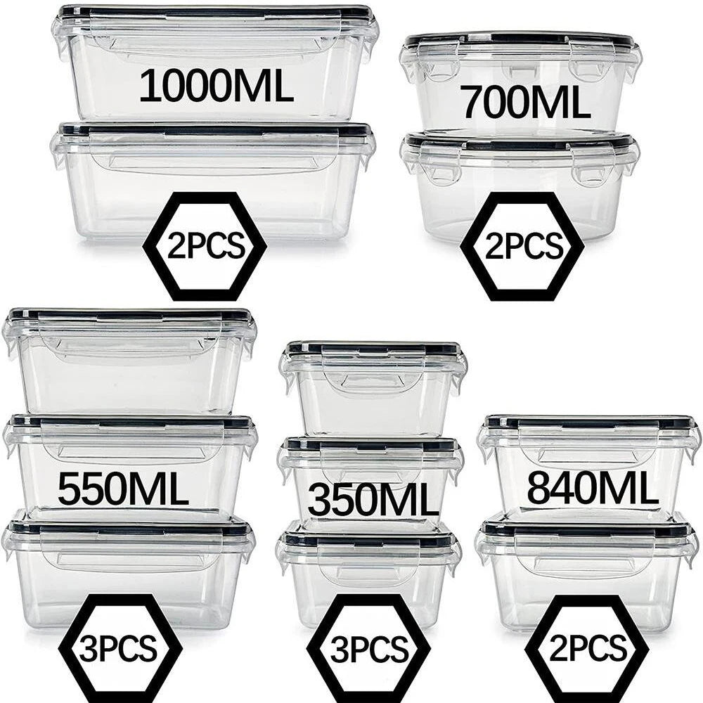 12 Piece Food Storage Containers Set with Easy Snap Lids (12 Lids + 12 Containers) - Airtight Plastic Containers for Pantry