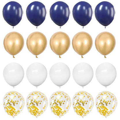 20pcs 12inch Navy Blue Gold Confetti Metallic Balloons Happy Birthday Party Decorations Adult Kids Baby Shower Wedding Supplies