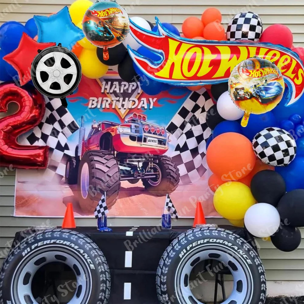 6Pcs Hot wheels Party Balloons Set Hot Race Car Foil Balloon Baby Shower Birthday Party Decorations Kids Classic Toys Air Gifts