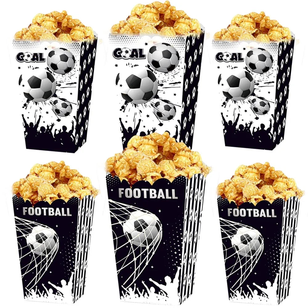 6Pcs Football Party Popcorn Boxes Soccer Popcorn Bags Cardboard  Container Bags Soccer Party Favors for Sport Party Supplies