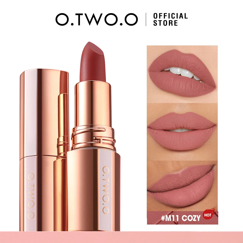 O.TWO.O Lipstick Lip Tint Waterproof Long Lasting Non-stick Cup Sexy Red Pink Lip Glaze Velvet Matte Lipstick Makeup