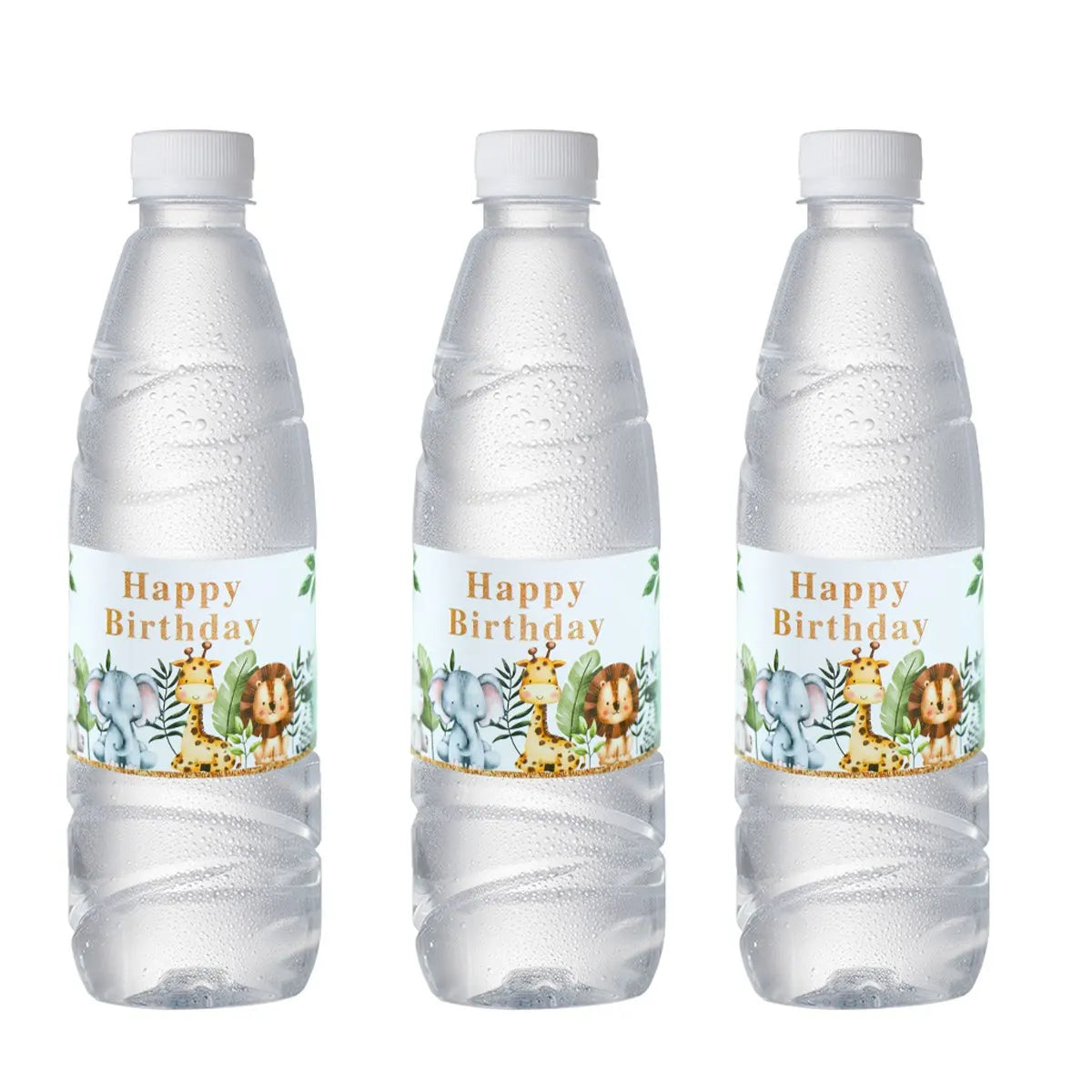 Jungle Animal Water Bottle Stickers Safari Birthday Party Decoration Kids Jungle Themed Party Supplies Wild One Baby Shower