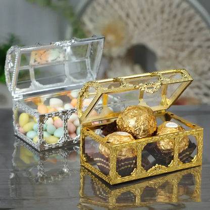 10pcs/set Transparent Gift Box Treasure Chest Shape Storage Party Marriage Souvenir DIY Candy Boxes Packaging Bags for Business