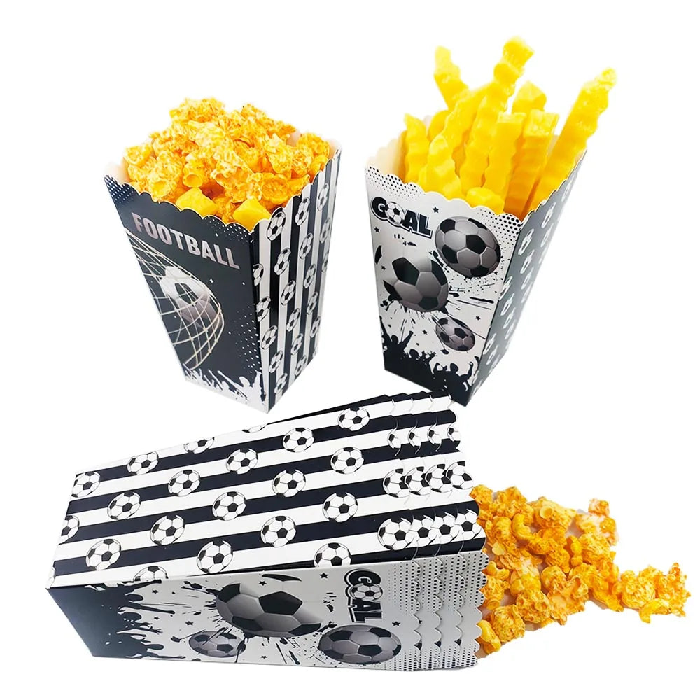 6Pcs Football Party Popcorn Boxes Soccer Popcorn Bags Cardboard  Container Bags Soccer Party Favors for Sport Party Supplies