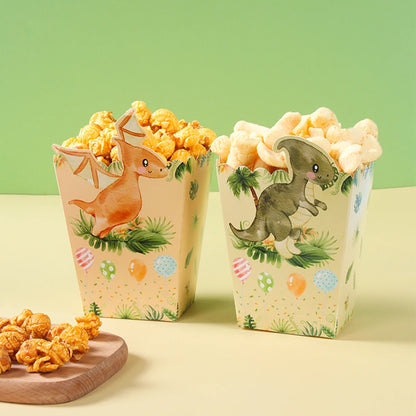 Jungle Animal Dinosaur Popcorn Boxes Zoo Treat Boxes Paper Happy Birthday Party Decoration Kids Party Supplies Gifts Popcorn Box