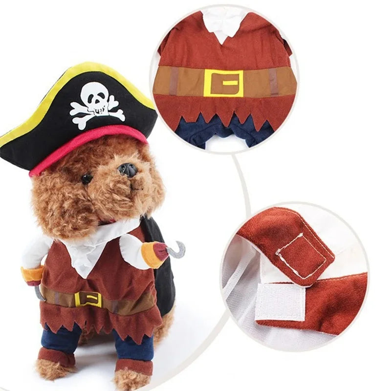 Dog Cosplay Pirate Clothes Funny Halloween Pet Costume For Small Medium Dogs Cat Creative Novelty Puppy Kitten Pug Jacket Coat