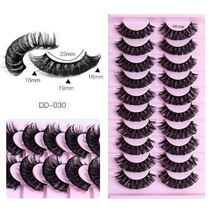 10 Pairs Russian Strip Lashes DD Curl Lashes 3D False Lashes Russian Extensions