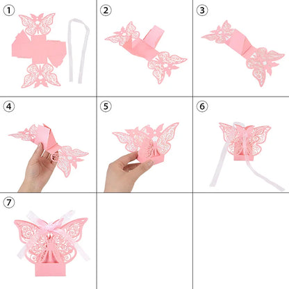 10/20pcs Butterfly Chocolate Candy Box Wedding Gifts for Guests Kids Birthday Party Decoration Supplies Baby Shower Gift Bags