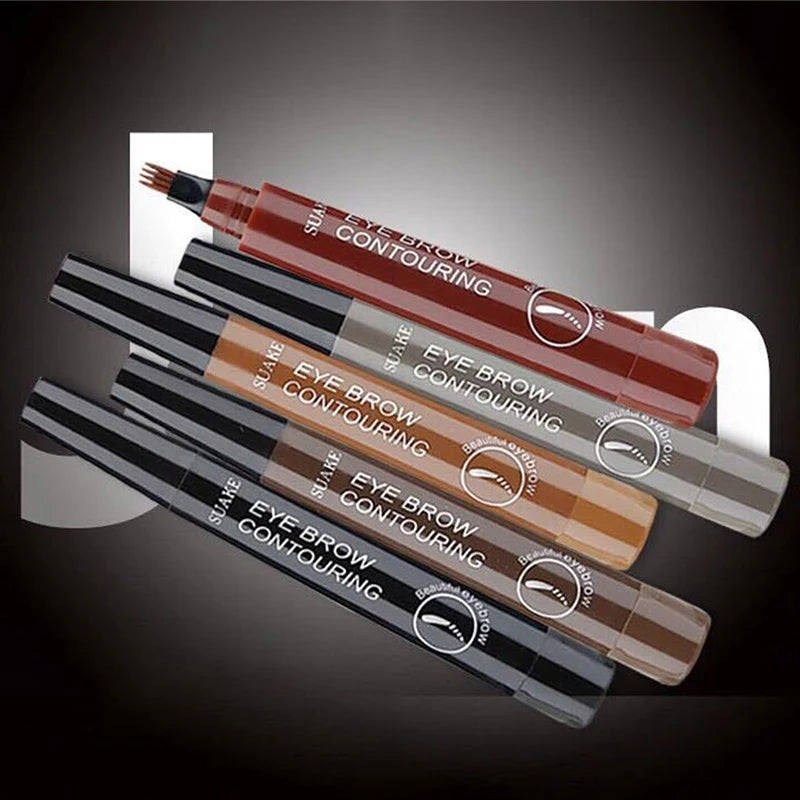 4 Split Head Waterproof Eyebrow Pencil Sweat Proof Liquid Eyebrow Pen Makeup Natural Looking Long Lasting Professional Cosmetic