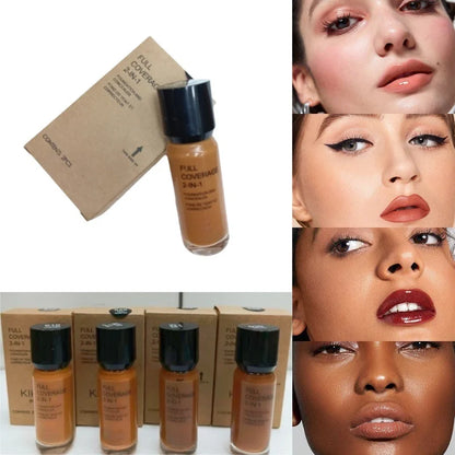 Base e corretivo 2 em 1 Deep Flesh Color Liquid Foundation Glass Hidratante e nutritivo Face Primer Base de maquiagem