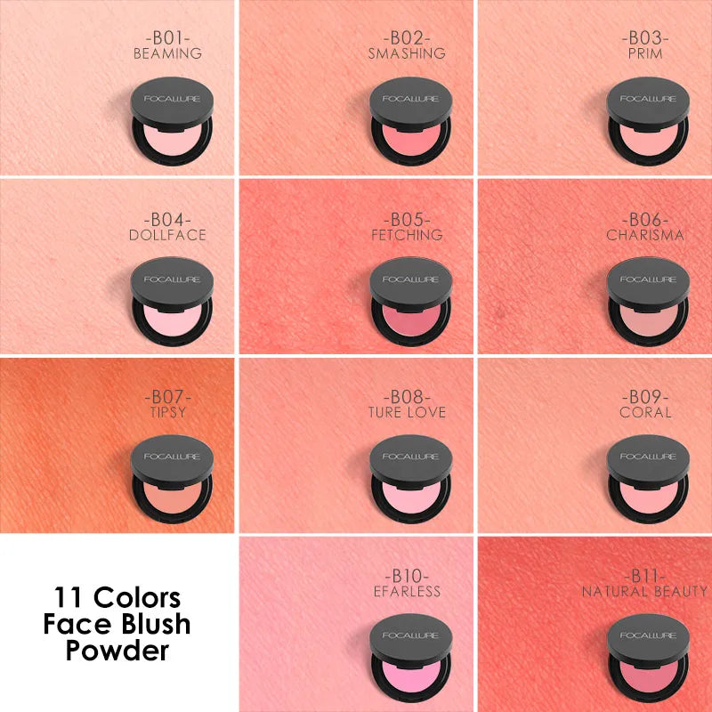 Paleta de Blush de 16 Cores FOCALLURE Maquiagem Nude Matte Blush Bronzer Pó Paleta Brilho Rosto Blush Paleta Maquiagem Cosméticos