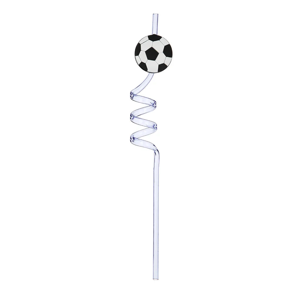 Straws for Soccer Party Favors Reusable Plastic Straws Boys Kids Football Soccer Themed Birthday Party Supplies