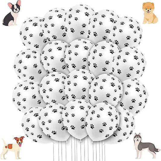 10PCS 12Inch Cute Dog Paws Print Balloons White Black Latex Balloon Kids Birthday Gift Baby Shower Party Toys Home Party Decor