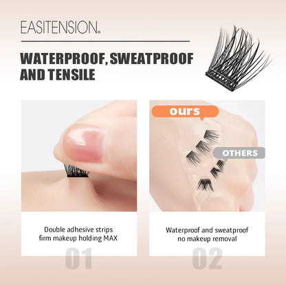 EASITENSION No Glue Needed Self Adhesive Cluster Lash Diy Adhesive Cluster Lashes Extension Reusable Glue-free Lashes