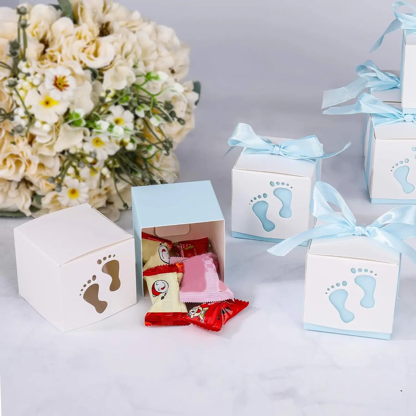 12pcs European baby footprints wedding candy packaging