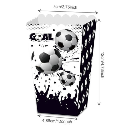 6Pcs Football Party Popcorn Boxes Soccer Popcorn Bags Cardboard  Container Bags Soccer Party Favors for Sport Party Supplies