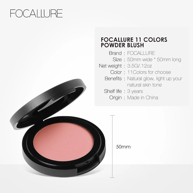 Paleta de Blush de 16 Cores FOCALLURE Maquiagem Nude Matte Blush Bronzer Pó Paleta Brilho Rosto Blush Paleta Maquiagem Cosméticos