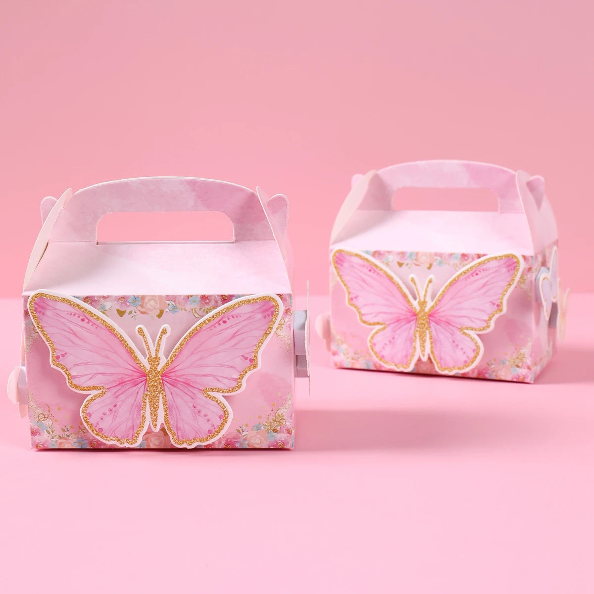 4pcs Butterfly Candy Gift Box Pink Purple Butterfly Birthday Party Decorations KIds Wedding Supplies Baby Shower Cookie Gift Box