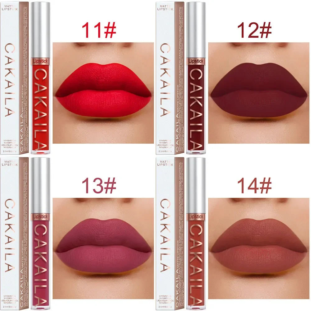 1PC Velvet Matte Lipstick Lip Gloss Light Red Liquid Lip Tint Cream Pigment Long Lasting Silky Texture Lips Women's Cosmetics