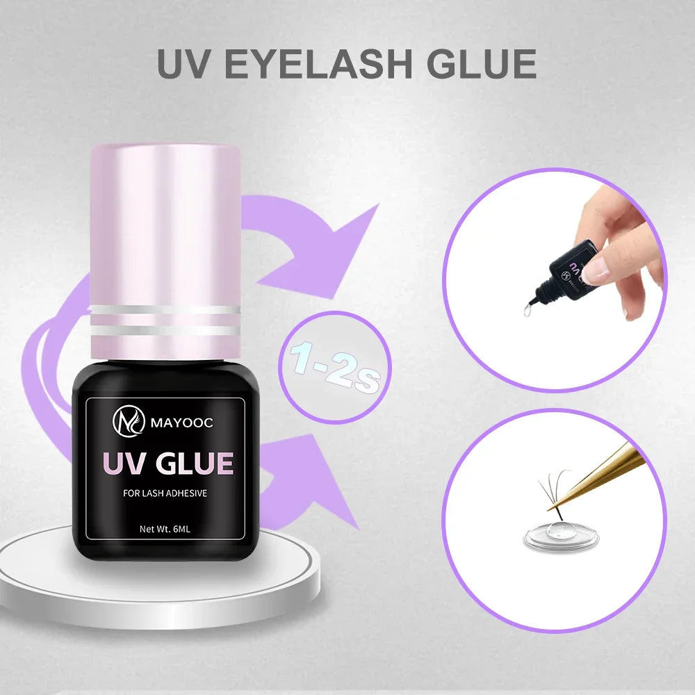 MAYOOC UV Eyelash Glue Adhesive Eyelash Extensions 0.1S Fast Drying Strong False Eye Lash Extension Glue Lasting