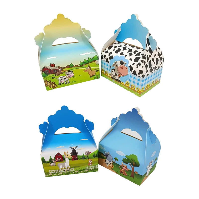 24/48PCS Farm Animals Cow Candy Bag Jungle Safar Wedding Birthday Favor Chocolate Treat Box Baby Shower Party Gift Pakcing Decor