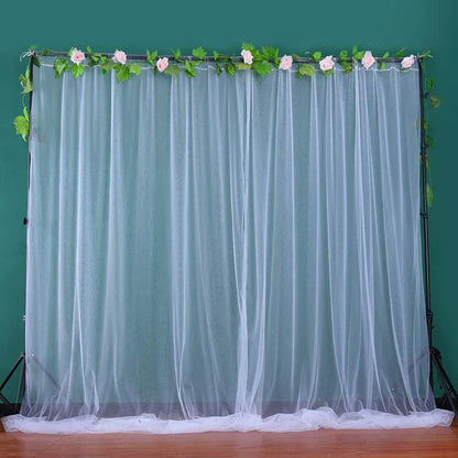 2 Panel 10x10FT White Backdrop Curtains With Lights for Party Wedding Arch Wrinkle Free Photo Background